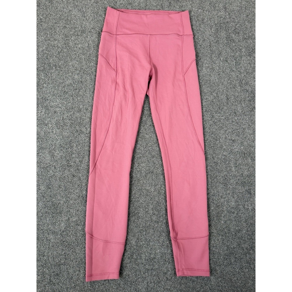 Lululemon Leggings Womens 4 Pink In Movement 7/8 Tight Everlux 25" Yoga Gym EUC